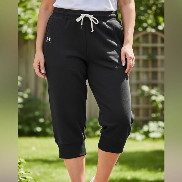 Under Armour Wm’s Black 3X UA Rival Fleece Tapered Jogger Sweatpants Athleisure - Picture 1 of 4